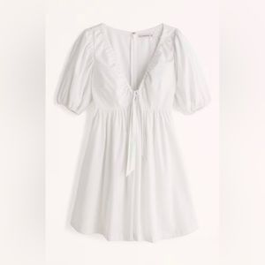 Abercrombie cinch front poplin mini dress, size medium, white